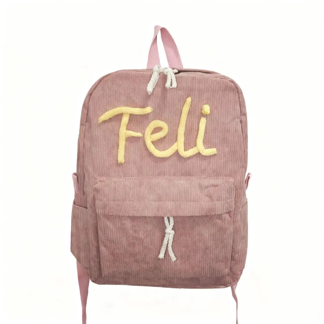 1pc personalized corduroy backpack for men and women, custom hand-embroidered letters, colorful fabric backpack