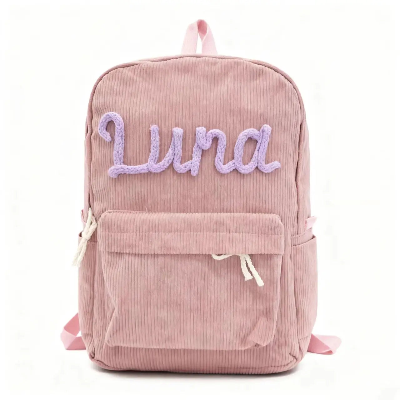 1pc personalized corduroy backpack for men and women, custom hand-embroidered letters, colorful fabric backpack