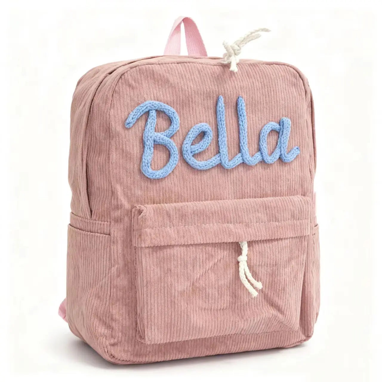 1pc personalized corduroy backpack for men and women, custom hand-embroidered letters, colorful fabric backpack