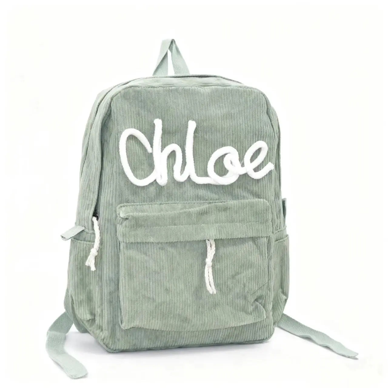 1pc personalized corduroy backpack for men and women, custom hand-embroidered letters, colorful fabric backpack