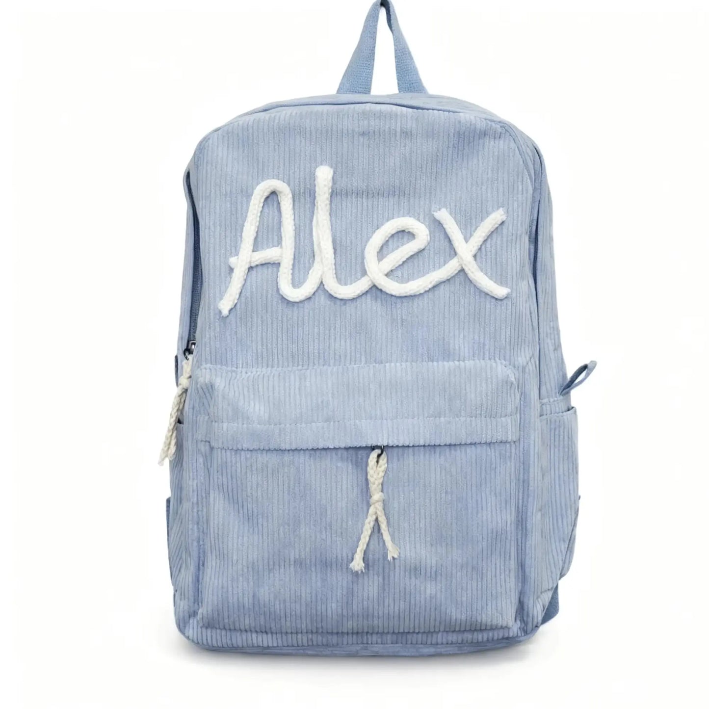 1pc personalized corduroy backpack for men and women, custom hand-embroidered letters, colorful fabric backpack