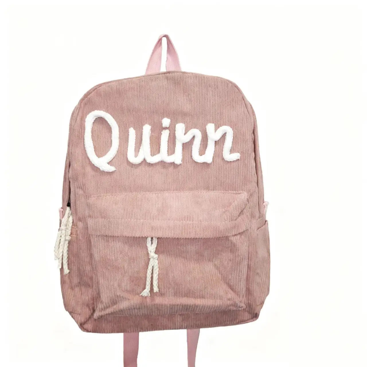 1pc personalized corduroy backpack for men and women, custom hand-embroidered letters, colorful fabric backpack